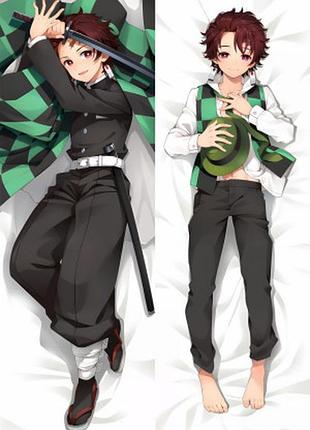 Дакимакура 150х50 см танджиро убийца демонов kimetsu no yaiba kamado tanjirou подушка с наволочкой двусторонняя