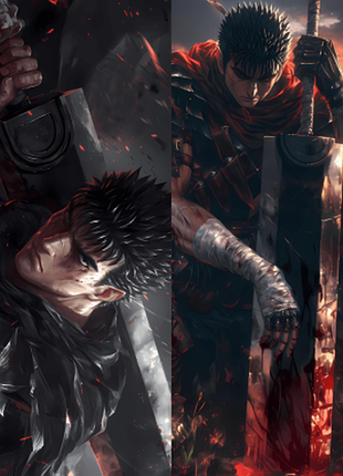 Дакимакура 150х50 см гатс берсерк гатс guts берсерк berserk подушка с наволочкой двусторонняя