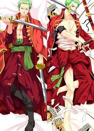 Дакимакура 150х50 см зоро трафальгар ван пис trafalgar one piece roronoa zoro подушка со съёмной нав