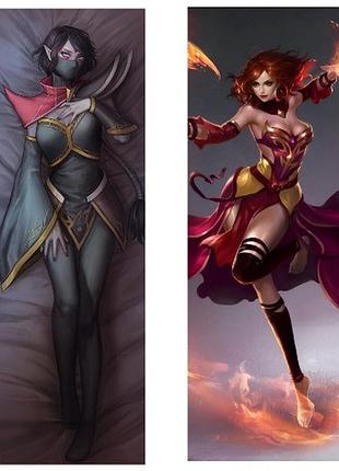 Дакімакура 120х40 см ﻿дота ліна dota 2 lina lanaya templar assassin подушка зі знімною наволочкою