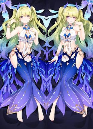Дакимакура 150х50 см мёбиус хонкай импакт mobius honkai impact 3rd подушка с наволочкой двусторонняя