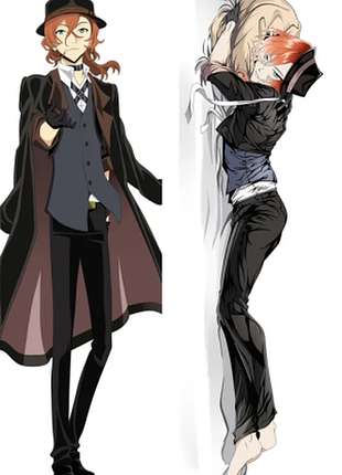 Дакимакура 150х50 см чуя накахара великий из бродячих псов bungou stray dogs chuuya подушка с наволочкой двусторонняя