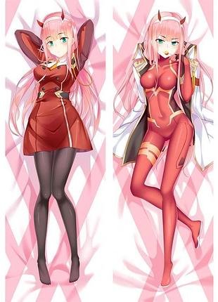 Дакiмакура 150х50 см зеро ту милый во франксе zero two darling in the franxx подушка з наволочкою