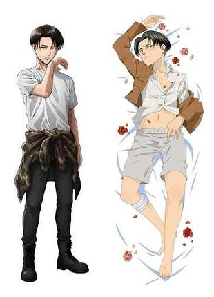 Дакимакура 150х50 см леви аккерман атака на титанов levi ackerman attack on titan подушка с наволочкой двусторонняя