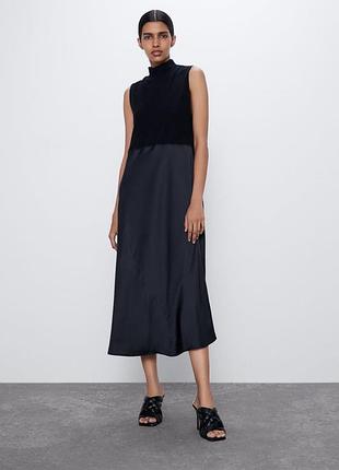 Чорна сукня міді zara