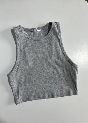 Топ в рубчик zara сірий м-л