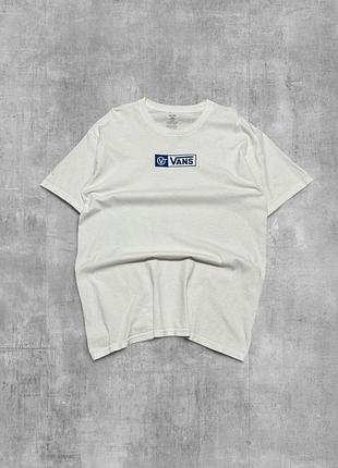 Футболка vans оригінал біла літня футболка ванс синій принт бокс базова скейт