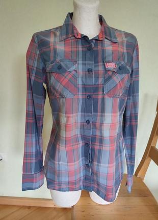Жіноча 100% бавовняна сорочка superdry (оригінал) в синьо-рожеву клітинку, нова, без дефектів