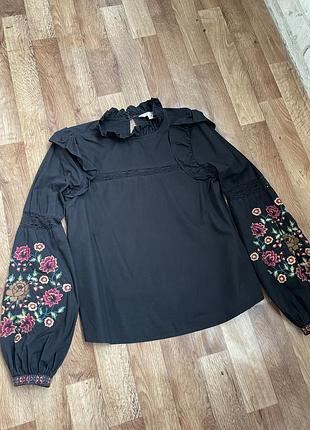 Стильна чорна блуза / вишиванка miss selfridge