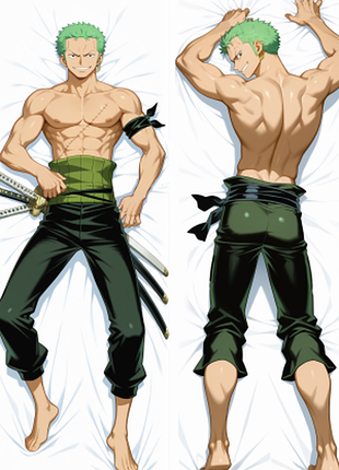 Дакимакура 150х50 см зоро роноро ван пис one piece trafalgar roronoa zoro подушка с наволочкой двусторонняя