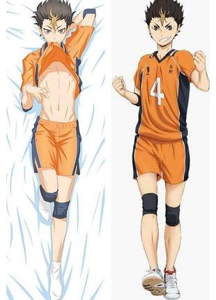 Дакимакура 150х50 см юу нишинойя волейбол haikyuu!! ю нишиноя подушка с наволочкой двусторонняя