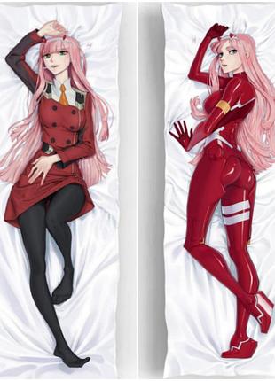 Дакімакура 150 х 50 см зеро ту 02 zero two улюблений у франксі zero two darling in the franxx подушка