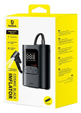 Портативный компрессор baseus gotrip va1 super mini wired inflator 22-cylinder black (c0119701) черный 6