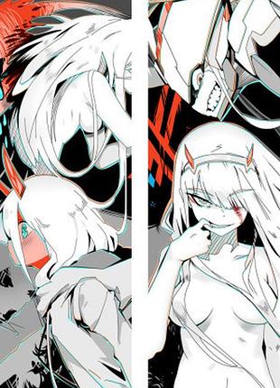 Дакімакура 150х50см 002 милий у франксі зеро ту нуль два zero two darling in the franxx подушка з наволочкою двостороння