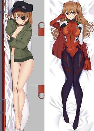 Дакімакура 150х50 см аска ленглі євангеліон neon genesis evangelion asuka langley подушка з наволочкою двостороння