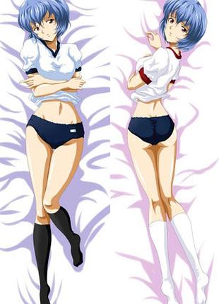 Дакимакура 150х50 см рей аянами евангелион neon genesis evangelion подушка с наволочкой двусторонняя