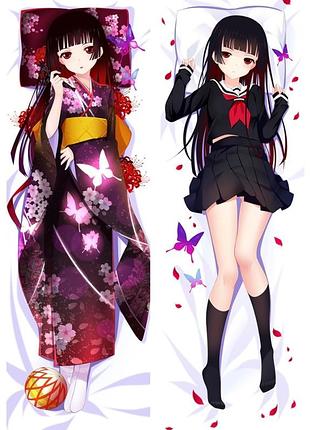 Дакiмакура 150 х 50 см ай енма адська дівчина hell girl ai enma подушка зі знімною наволочкою