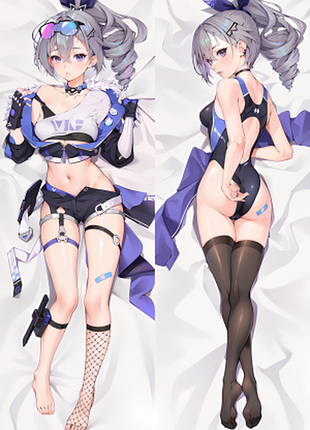 Дакімакура 150х50см сріблястий вовк, хонкай стар рейл silver wolf honkai star rail подушка з наволочкою двостороння
