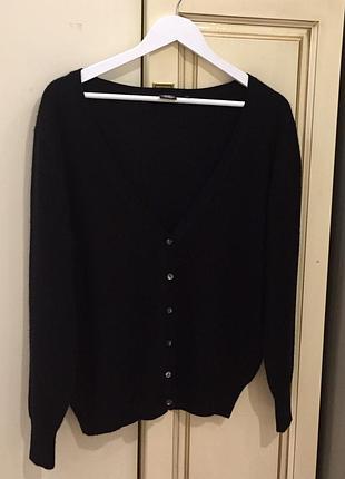 Кардиган двунитка из кашемира yorn 100% cashmere 2ply extrafine dropped shoulders cardigan black оригинал