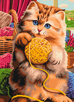 Картина за номерами "котятко з клубочком" pbs51454 40×50 см