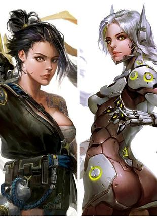 Дакімакура 150х 50 см подушка гендзі і ханзо overwatch genji & hanzo shimada ver. girl