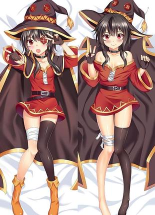 Дакимакура 150 х 50 см мегумин konosuba megumin обнимашка аниме принт подушка со съёмной наволочкой