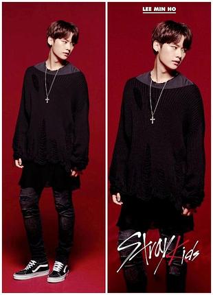 Дакімакура 150х50 см лі ноу лі мінхо страй кідс stray kids lee min ho подушка з наволочкою двостороння