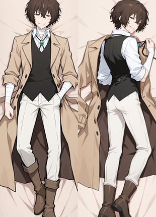 Дакімакура 150х50см дазай осаму великий з бродячих псів bungo stray dogs dazai osamu bsd подушка з наволочкою двостороння
