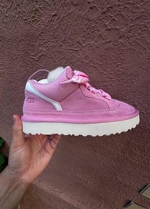 Жіночі уггі кросівки рожеві зимові замшеві  ugg lowmel sneaker dusty orchid