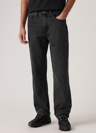 Чоловічі джинси levi’s premium 568 loose straight 290370141 — чорні, вільний прямий крій, фактурне плетіння herringbone. оригінал.