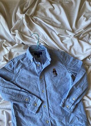 Детская рубашка polo ralph lauren 7 лет с мишкой 130см.