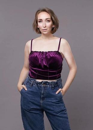 Фиолетовый бархатный топ shein