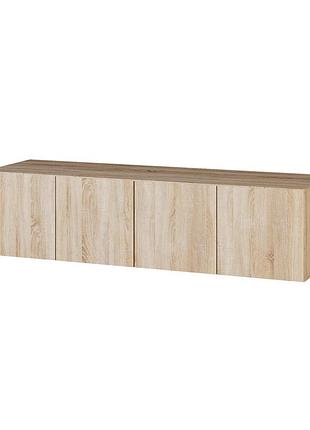 Антресоль надставна на шафу 4-дверна без ручок push to open, лдсп, 160×50×40 см дуб сонома