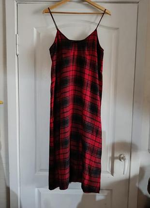 Платье-комбинация в шотландскую клетку zara woman (размер m) вискоза.