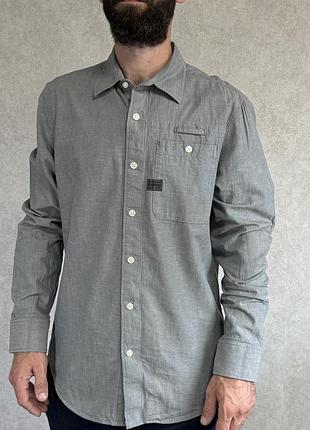 G-star raw bristle linen shirt чоловіча льняна комбінована рубашка розмір s стан ідеал