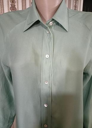 Рубашка женская massimo dutti оригинал, итальялия,. 💯 процентов вискоза, шелк. цвет мяты. размер s,m