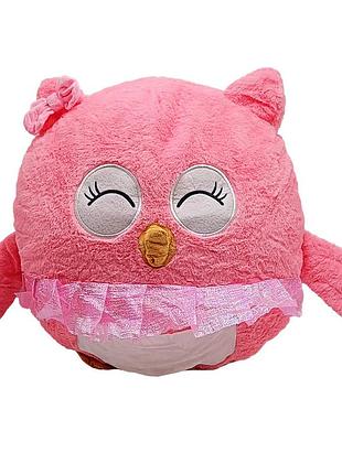 Детская мягкая игрушка "сова" l1127(pink) игрушка с пледом, размер 45 см