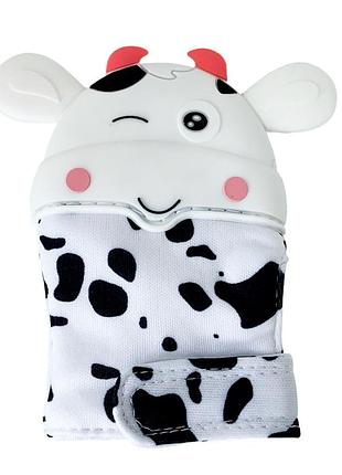Прорезыватель-перчатка "коровка" mgz-0405(white) на липучке