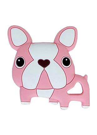 Силиконовый прорезыватель "бульдожка" mgz-0414(pink) розовый, 8х1х8 см