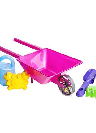 Игровой набор для песка "тачка и лейка слон" 010/2bms(pink) лопатка, грабли, пасочка
