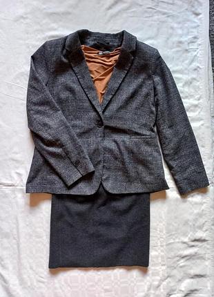 Осенняя деловая капсула: шерстяная юбка marc cain, блуза zara, пиджак next (s-m/l)