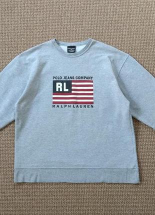 Ralph lauren polo jeans usa flag винтажный свитшот кофта оригинал (l)
