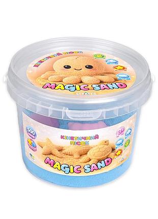 Кинетический песок magic sand 31193 голубой 500 гр, формочки 4 шт