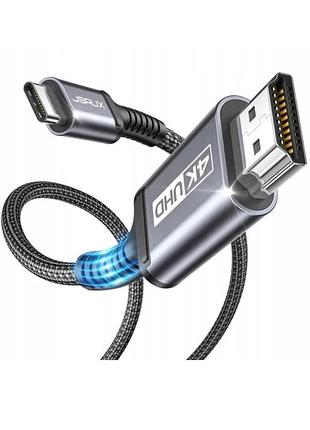 Качественный мультимедийный кабель jsaux usb type-c to hdmi в прочной нейлоновой оплетке (обычно идут длиной от 1.8 до 3 метров, с поддержкой 4k@60hz)
