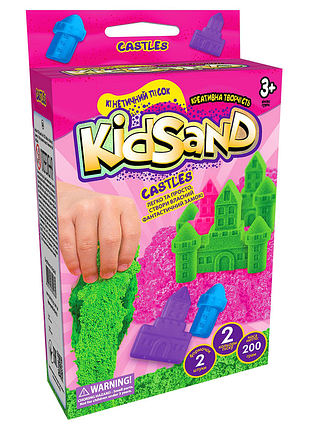 Кінетичний пісок kidsand ks-05-01u, 200 г в наборі рожеві замки