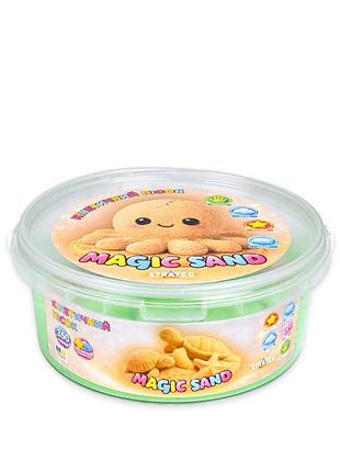 Кинетический песок magic sand 31190 зеленый 350 гр, формочки 2 шт