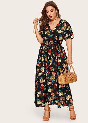 Сукня максі в квіти на запах shein р.18