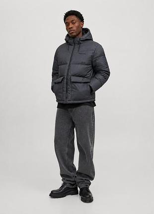 Куртка коротка чоловіча jack&jones m сіра/графітова однотонна (12345696-34)