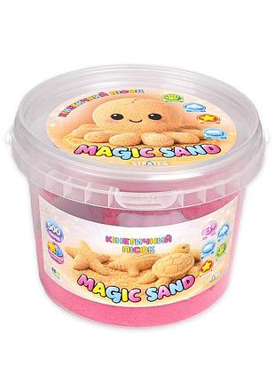 Кинетический песок magic sand 31195 розовый 500 гр, формочки 4 шт