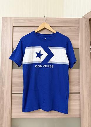Оригінальна синя футболка converse з яскравим фірмовим логотипом